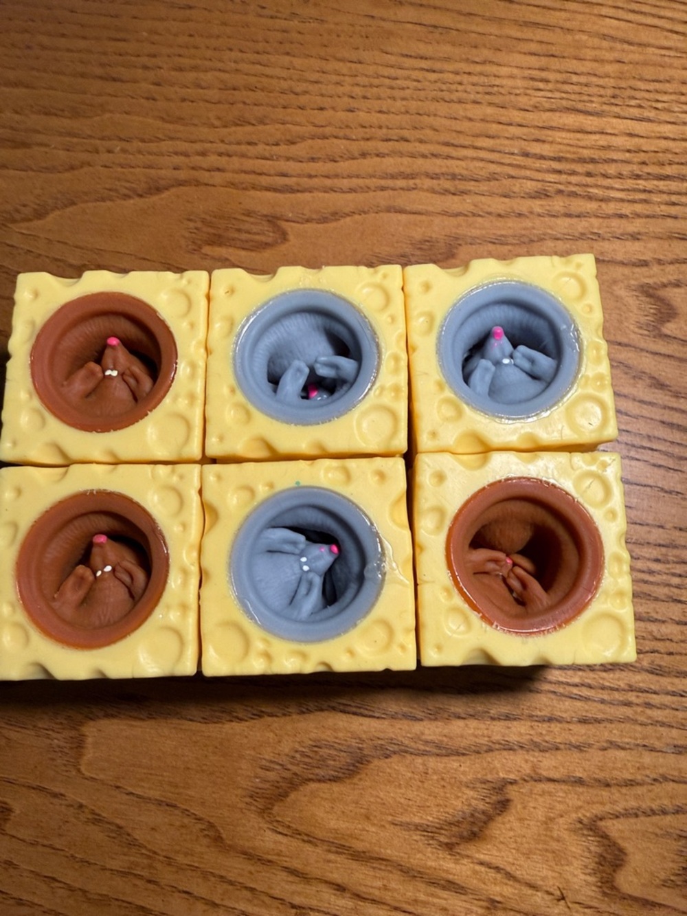 Cheese Cube Surprise Popping Toy - Yellow with Brown & Gray Inserts